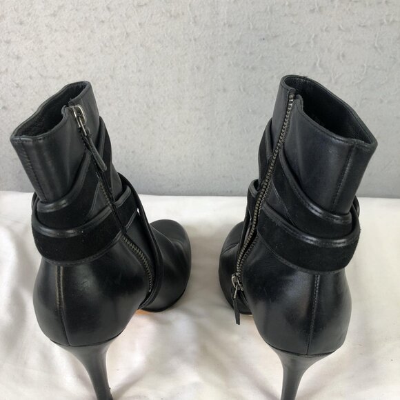 Cole Haan Boots Womens Size 7 Black Leather Ankle Booties Strappy High Heel - Picture 2 of 16